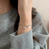 925 Silver Heart Geometric Square Bracelet Asymmetric Punk Style