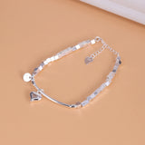 925 Silver Heart Geometric Square Bracelet Asymmetric Punk Style