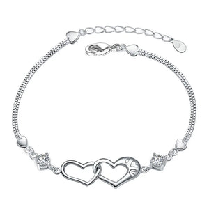 925 Silver Heart Zircon Amethyst Bracelet Women's Jewelry Gift