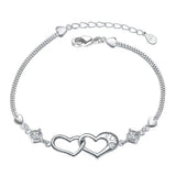 925 Silver Heart Zircon Amethyst Bracelet Women's Jewelry Gift