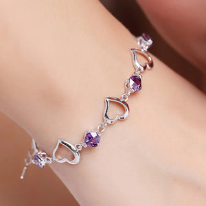 925 Sterling Silver Bracelet Heart Crystal Zircon Bracelet For Woman