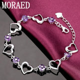 925 Sterling Silver Bracelet Heart Crystal Zircon Bracelet For Woman