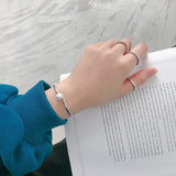 925 Silver Bracelet INS Minimalist Beaded Opening Female Bracelet
