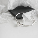 925 Silver Bracelet INS Minimalist Beaded Opening Female Bracelet