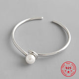 925 Silver Bracelet INS Minimalist Beaded Opening Female Bracelet