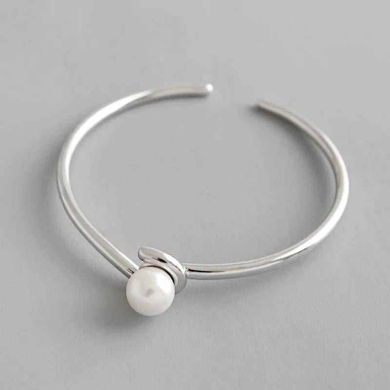 925 Silver Bracelet INS Minimalist Beaded Opening Female Bracelet