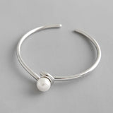 925 Silver Bracelet INS Minimalist Beaded Opening Female Bracelet