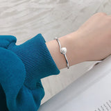 925 Silver Bracelet INS Minimalist Beaded Opening Female Bracelet