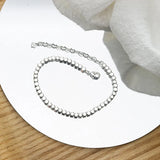925 Silver Bracelet Irregular Beads Geometric Punk Hearts for Women