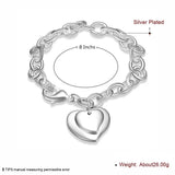 925 Silver Heart Charm Bracelet for Women Men