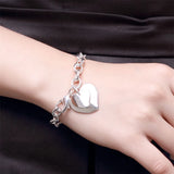 925 Silver Heart Charm Bracelet for Women Men