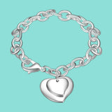 925 Silver Heart Charm Bracelet for Women Men