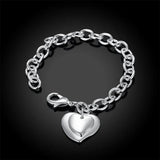 925 Silver Heart Charm Bracelet for Women Men