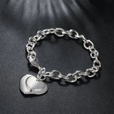 925 Silver Heart Charm Bracelet for Women Men