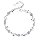925 Silver Heart Shape CZ Bracelet Wedding Jewelry
