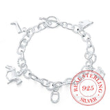 925 Silver Horseshoe Charm Bracelet for Women