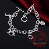 925 Silver Horseshoe Charm Bracelet for Women