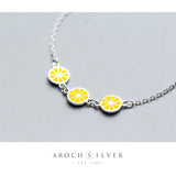 925 Sterling Silver Lemon Bracelet Adjustable Chain Jewelry