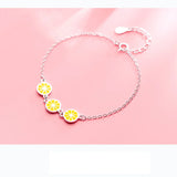 925 Sterling Silver Lemon Bracelet Adjustable Chain Jewelry