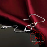 925 Silver Handcuff Shaped Bracelet Charm Bangle Chain Men Women Jewelry Gift