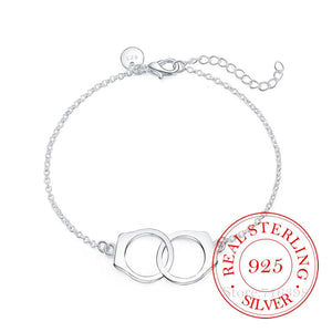 925 Silver Handcuff Shaped Bracelet Charm Bangle Chain Men Women Jewelry Gift