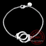 925 Silver Handcuffs Charm Bracelet for Men Women