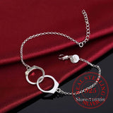 925 Silver Handcuff Shaped Bracelet Charm Bangle Chain Men Women Jewelry Gift