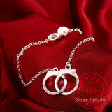 925 Silver Handcuffs Charm Bracelet for Men Women
