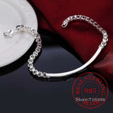 925 Silver Bracelet Middle Box Charm Bracelet Chains For Men Women