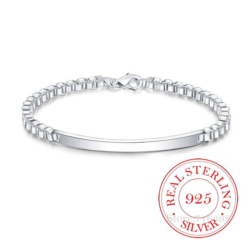 Sterling Silver Bracelet Box Charm Chains For Men and Women