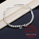 925 Silver Bracelet Middle Box Charm Bracelet Chains For Men Women