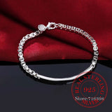 925 Silver Bracelet Middle Box Charm Bracelet Chains For Men Women