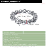 925 Silver Loop Chain Bracelet 10MM Charm Jewelry