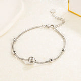 925 Silver Lucky Beads Snake Bone Bracelet Women Engagement Wedding Jewelry