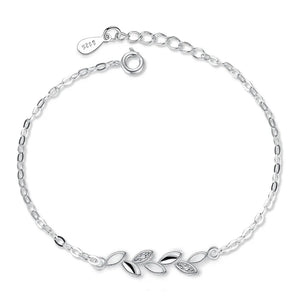 925 Silver Bracelet Lucky Leaf Jewelry Woman Charm Gift Party