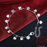 925 Silver Bracelet Love Letter Heart Chain Charm Bangle Jewelry