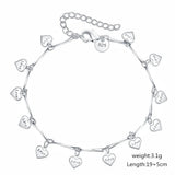 925 Silver Bracelet Love Letter Heart Chain Charm Bangle Jewelry