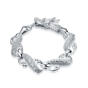 925 Silver Men's Dragon Bracelet Wedding Charm Jewelry