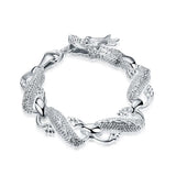 925 Silver Men's Dragon Bracelet Wedding Charm Jewelry