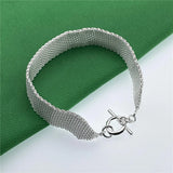 925 Silver Mesh Chain Bracelet Wedding Jewelry
