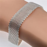 925 Silver Mesh Chain Bracelet Wedding Jewelry