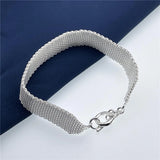 925 Silver Mesh Chain Bracelet Wedding Jewelry