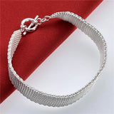 925 Silver Mesh Chain Bracelet Wedding Jewelry