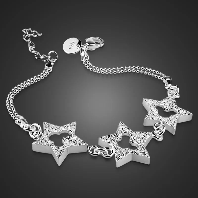 925 Silver Bracelet Mickey Frosted stars Elegant Personal Jewelry