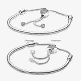 925 Sterling Silver Bracelet Star Clasp Slider Bangle