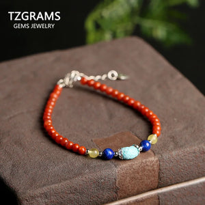 925 Silver Agate Bracelet with Turquoise Beads