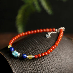925 Silver Agate Bracelet with Turquoise Beads