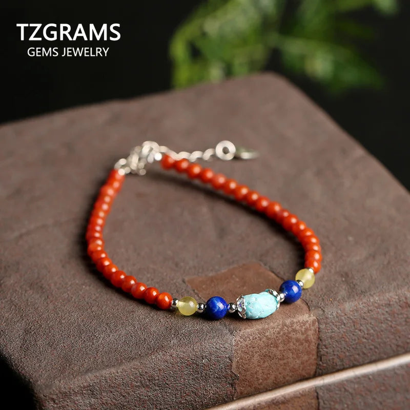 925 Silver Agate Bracelet with Turquoise Beads