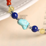 925 Silver Agate Bracelet with Turquoise Beads