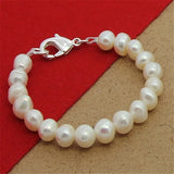 925 Silver Freshwater Pearl Bracelet For Women Charm Jewelry